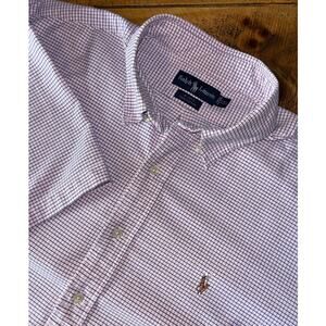 Ralph Lauren Mens Blake Flesh Pony Pink Blue Plaid Short Sleeve Button Down XXL